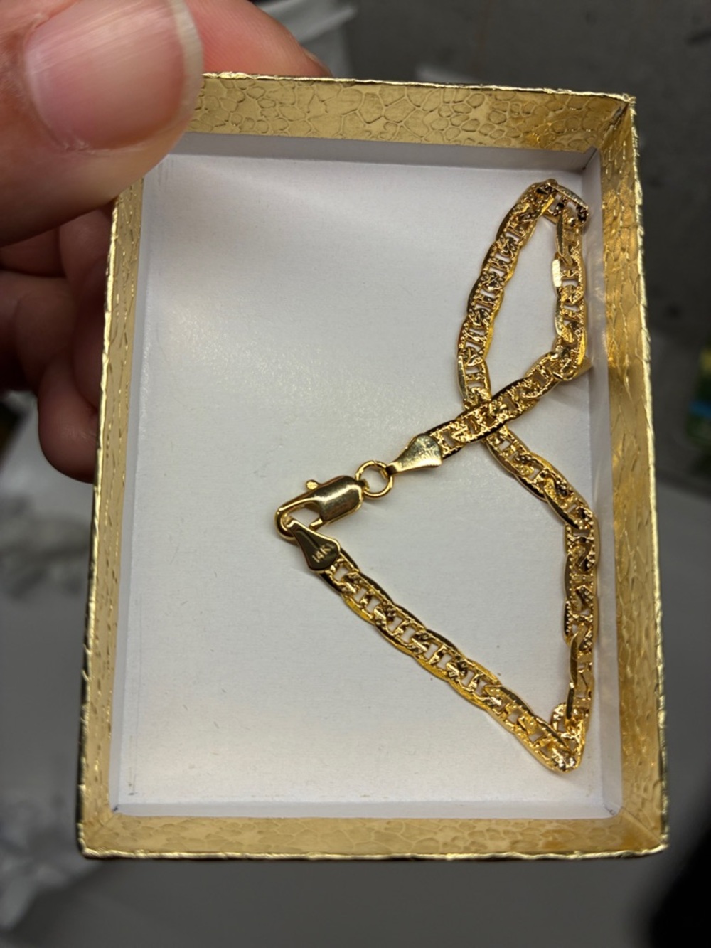 14K Gold Stamped Mariner Chain Bracelet